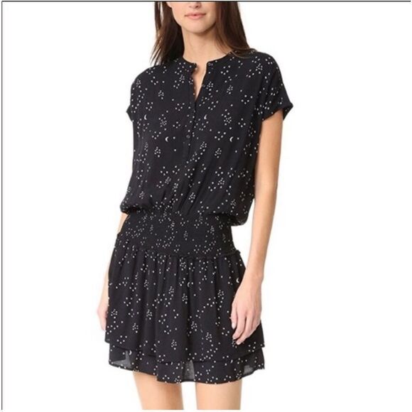 Rails Womens Black White Jolie Moons & Star Galaxy Smocked Mini Dress Small - Picture 13 of 13